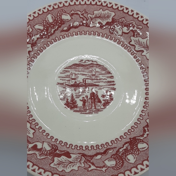 Set of 4 Vintage Royal USA Ironstone Memory Lane Tea Cup and Saucers Pink Red - Picture 4 of 5